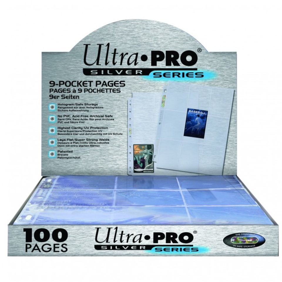 Pret mic Ultra Pro Silver 9 Pocket Pages (11 Hole) Display (100 pages)